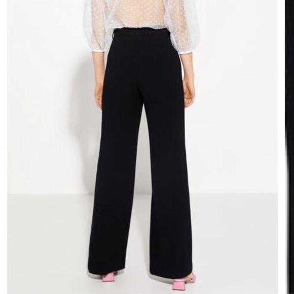 ♥️ LAST size M ♥️NWT ZARA BLACK FLOWY WIDE LEG PANTS - Picture 4 of 7